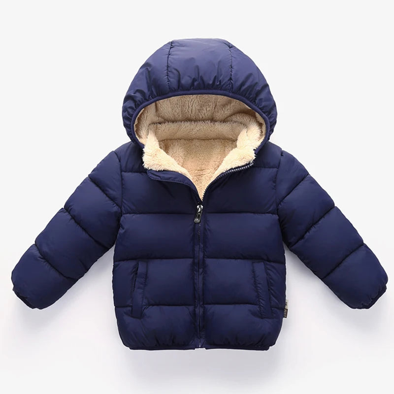 Abrigos de invierno para bebés, chaquetas gruesas para niños, ropa de abrigo gruesa de felpa cálida para niñas, chaqueta con capucha de piel, ropa para niños, traje de nieve