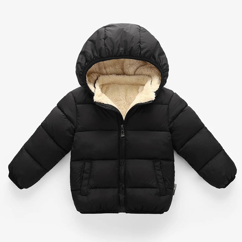 Abrigos de invierno para bebés, chaquetas gruesas para niños, ropa de abrigo gruesa de felpa cálida para niñas, chaqueta con capucha de piel, ropa para niños, traje de nieve